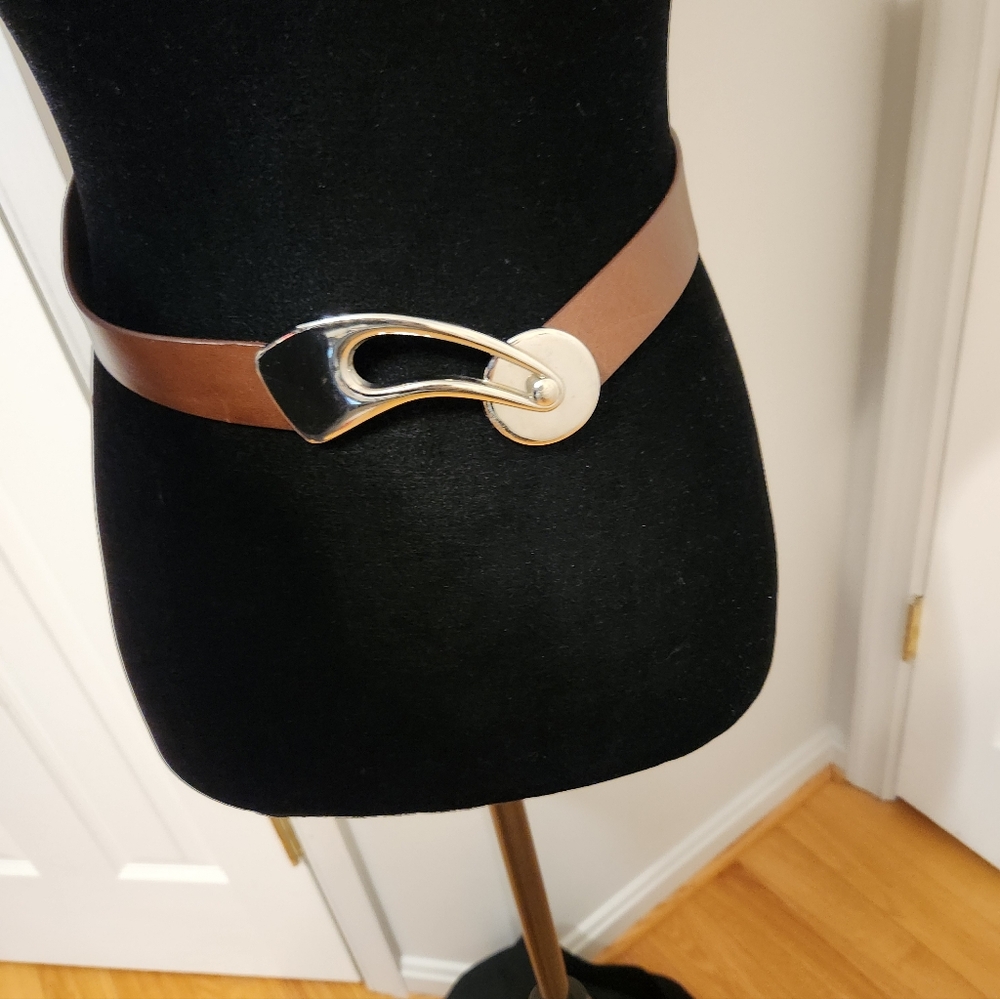 Olga Santini Leather Belt Womens Brown Sz M